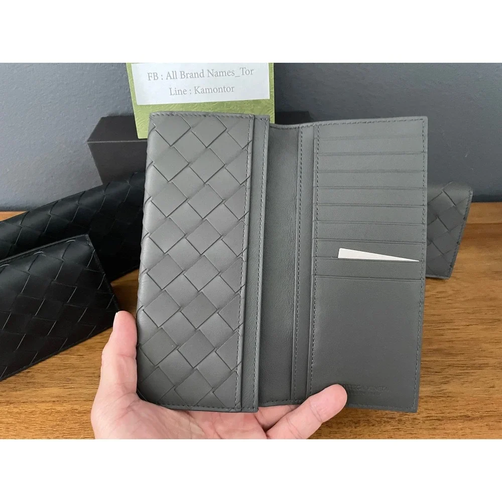 Bottega Veneta 609402‎ Leather Large weave intrecciato Black and Gray Wallet